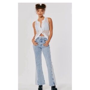 Hollister Social Tourist Denim Flare Ultra High Rise Jeans Two Tone